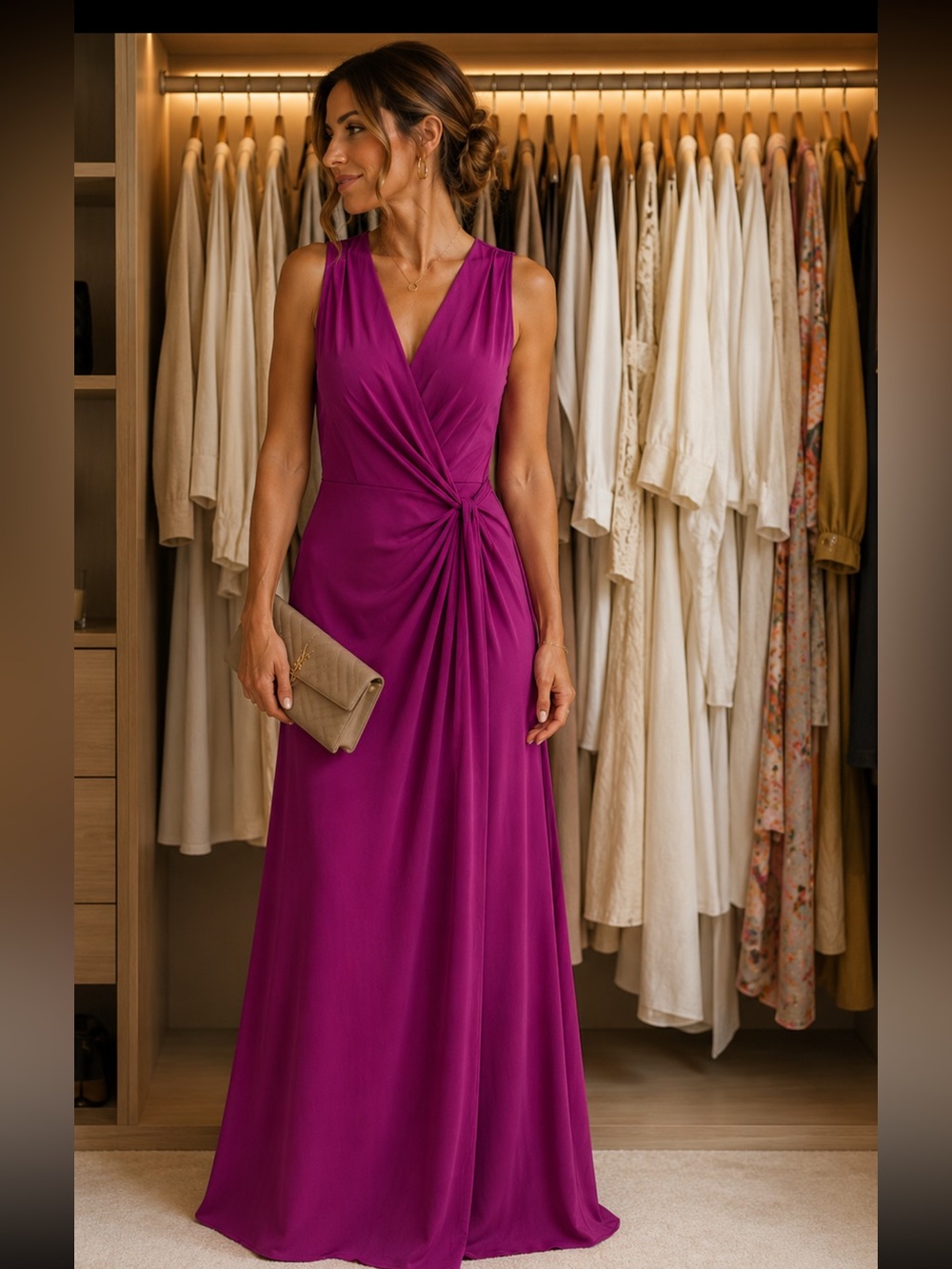Donna Ricco Couture Silk Gown NWT Magenta